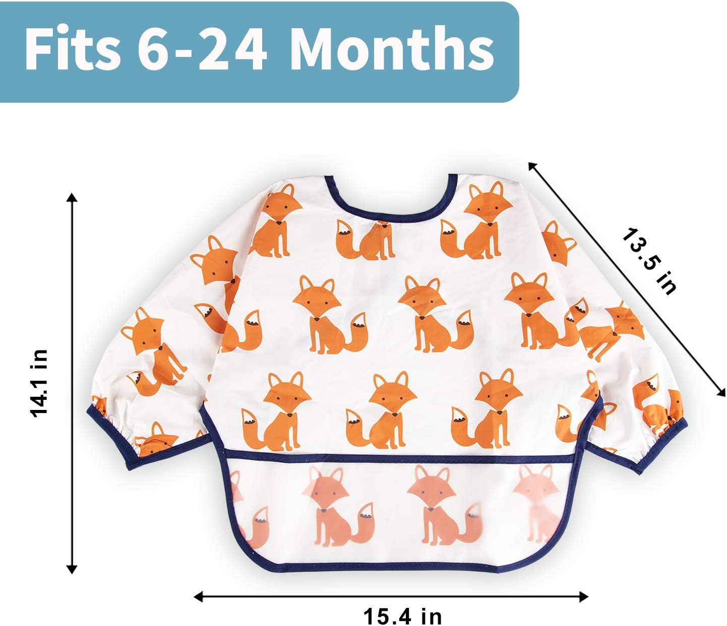 Baby Noah Toddler Bib with Sleeves and Crumb Catcher | Stain and Odor Resistance Play Smock Apron 6-24 Months - Image 7